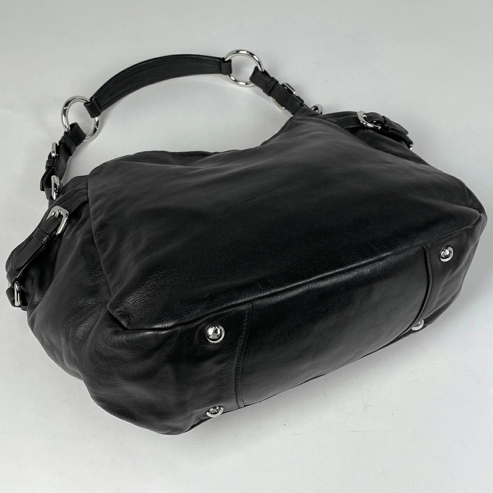 Prada Hobo Black Logo Leather Bag Shoulder